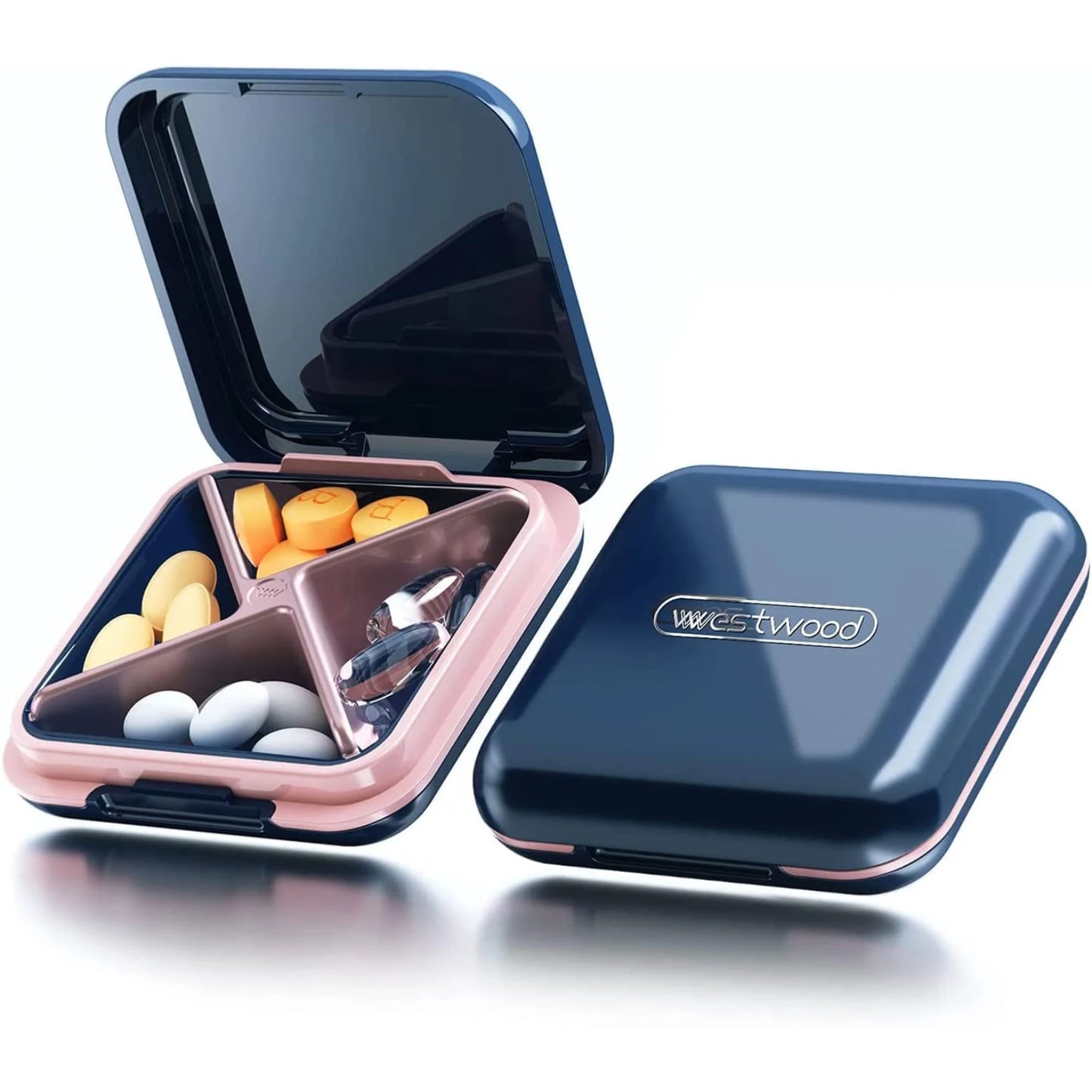 Porta Comprimidos Portátil com 4 Compartimentos | Organizador de Medicamentos para Viagem e Uso Diário