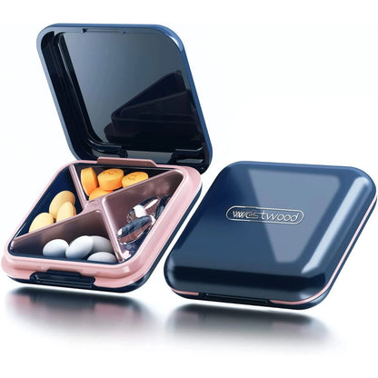 Porta Comprimidos Portátil com 4 Compartimentos | Organizador de Medicamentos para Viagem e Uso Diário