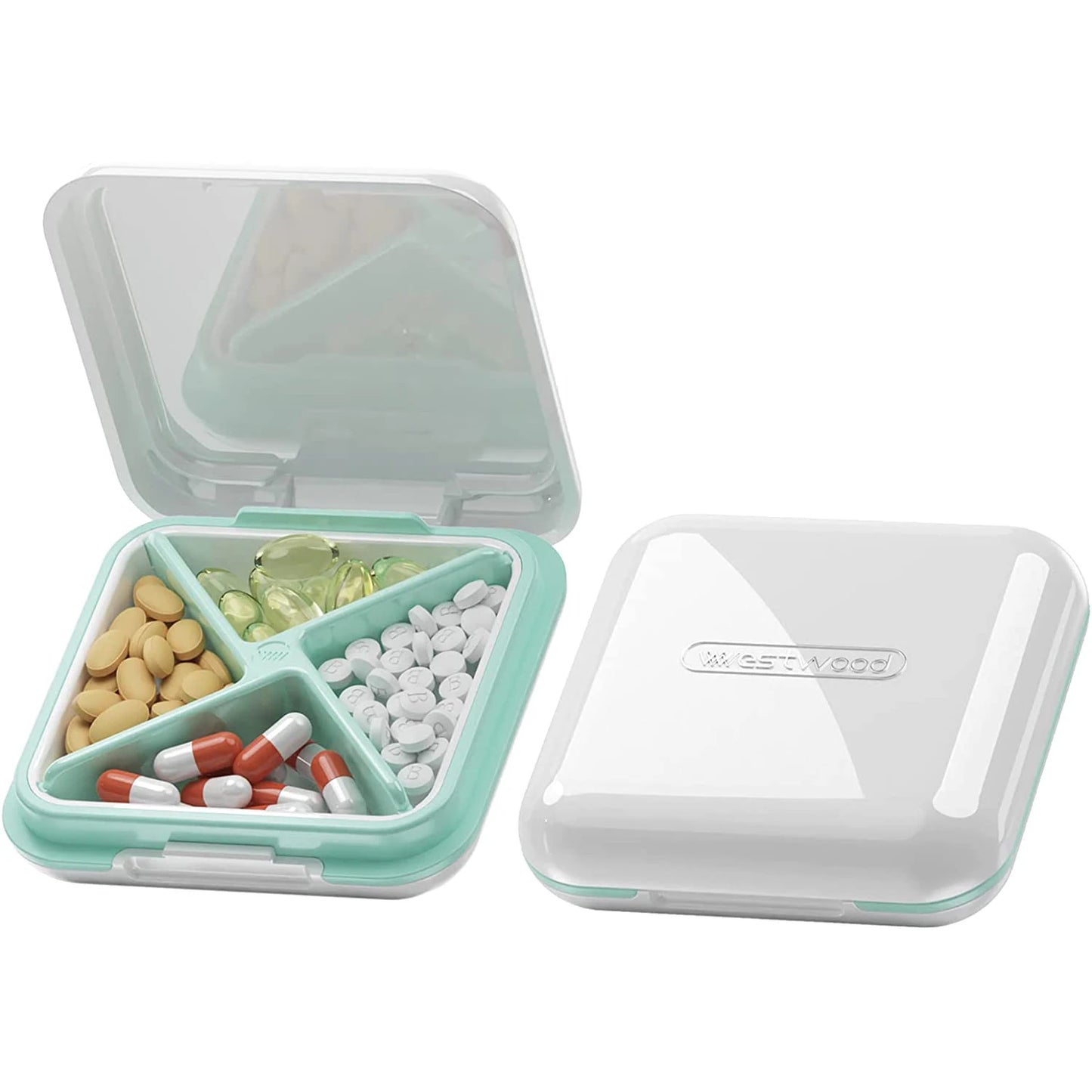 Porta Comprimidos Portátil com 4 Compartimentos | Organizador de Medicamentos para Viagem e Uso Diário