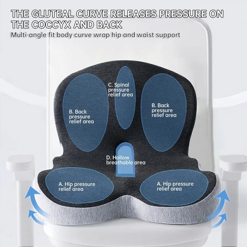 Almofada Ortopédica Memory Foam para Cadeira e Carro | Apoio Lombar Ergonômico para Mais Conforto