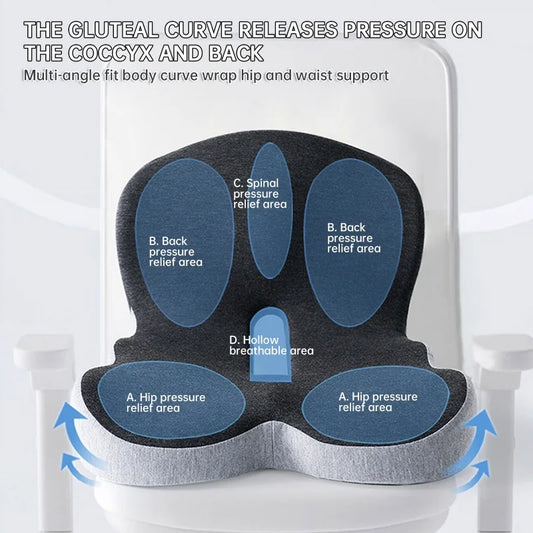 Almofada Ortopédica Memory Foam para Cadeira e Carro | Apoio Lombar Ergonômico para Mais Conforto
