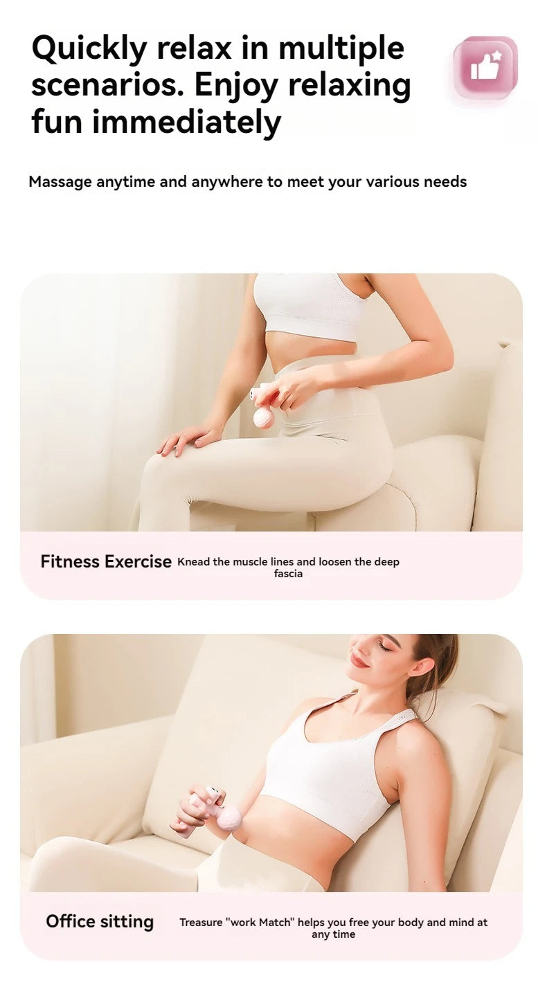 Mini Massageador Muscular Portátil USB | Pistola de Massagem para Relaxamento e Recuperação Muscular